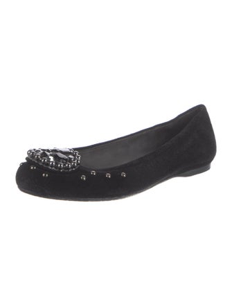 Stuart Weitzman Suede Crystal Embellishments Flats