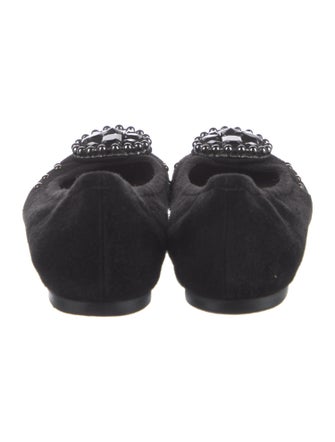 Stuart Weitzman Suede Crystal Embellishments Flats