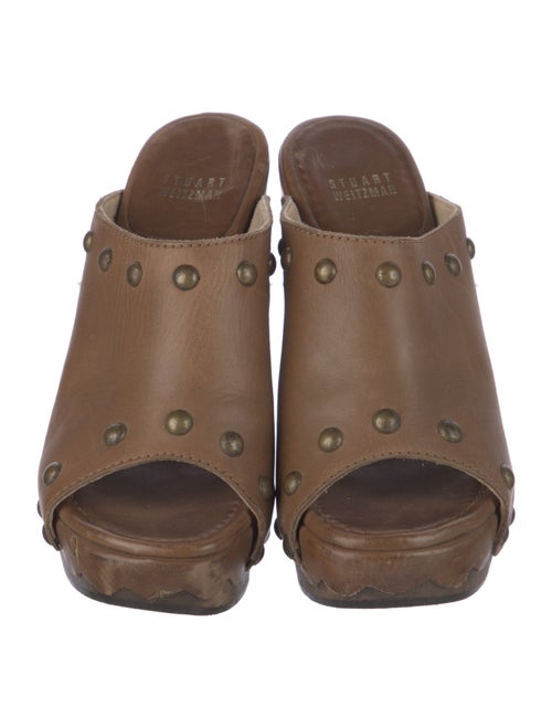 Stuart Weitzman Leather Studded Accents Slides