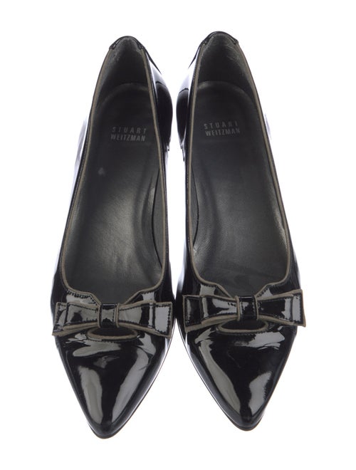 Stuart Weitzman Patent Leather Bow Accents Flats