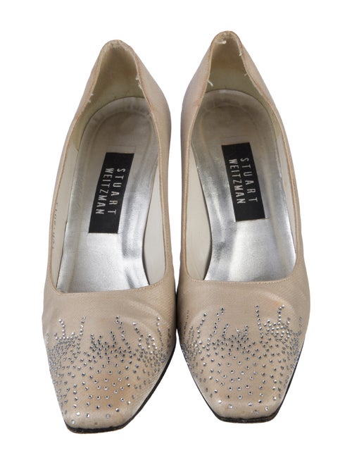 Stuart Weitzman Satin Crystal Embellishments Pumps