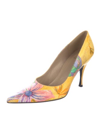 Stuart Weitzman Leather Floral Print Pumps