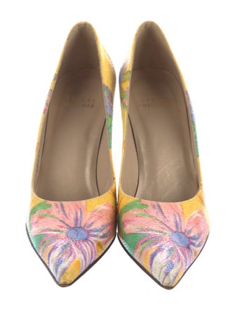 Stuart Weitzman Leather Floral Print Pumps