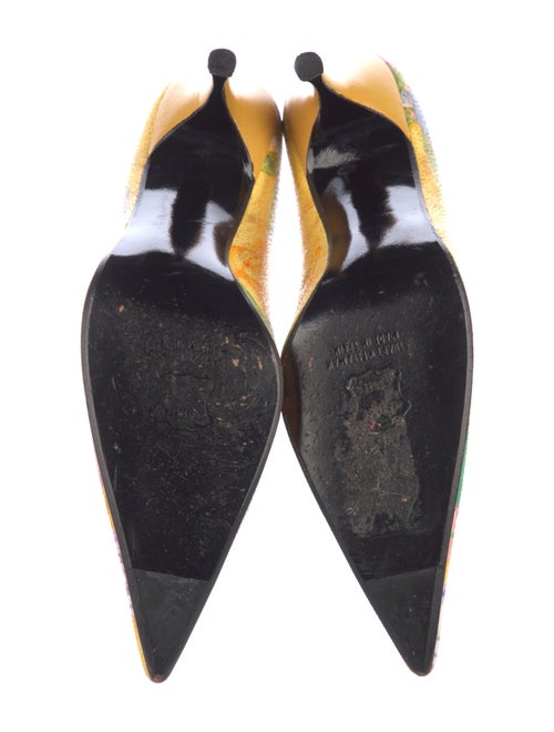 Stuart Weitzman Leather Floral Print Pumps