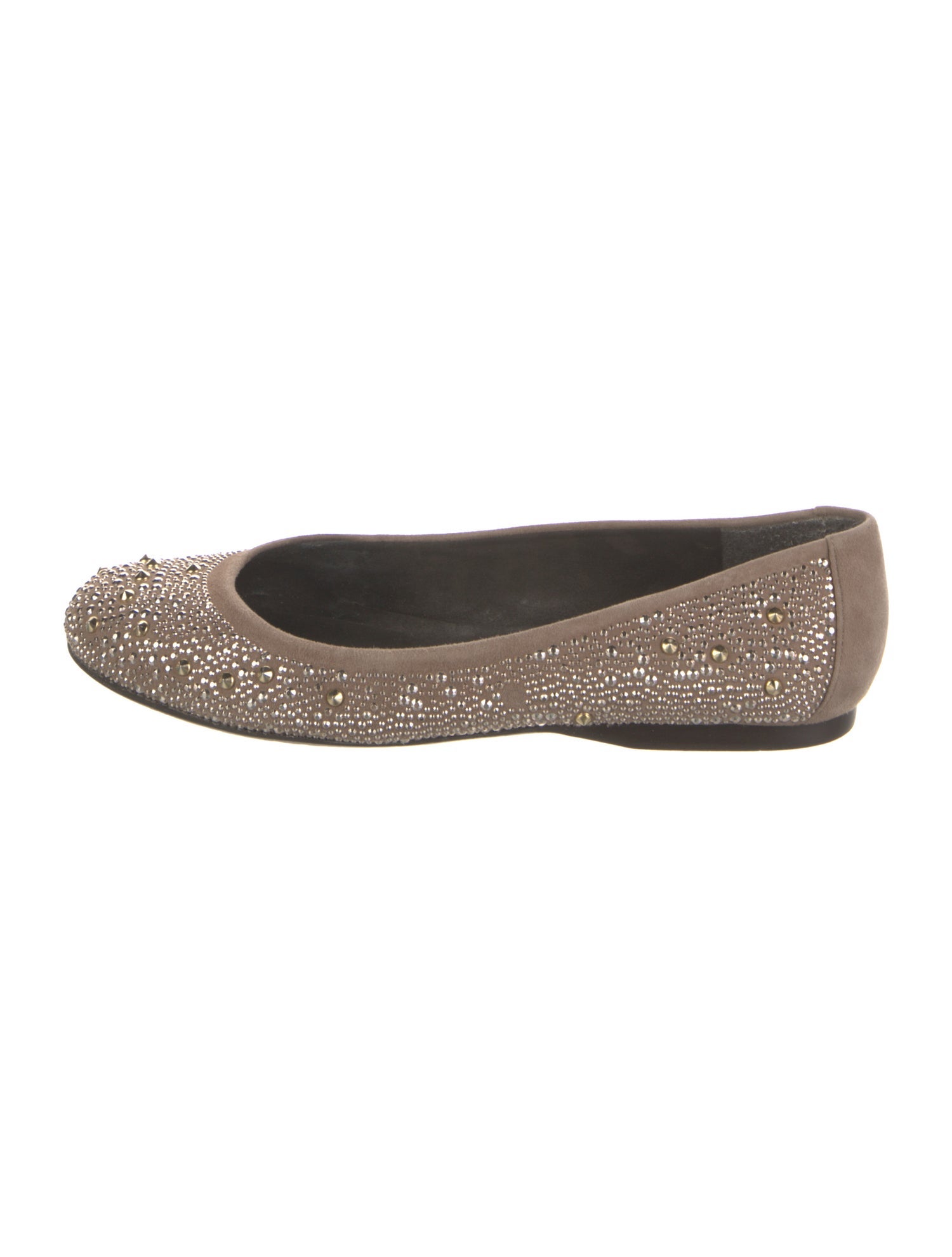 Stuart Weitzman Suede Crystal Embellishments Ballet Flats