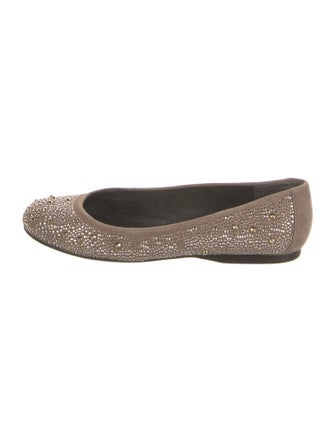 Stuart Weitzman Suede Crystal Embellishments Ballet Flats