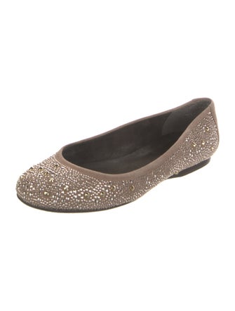 Stuart Weitzman Suede Crystal Embellishments Ballet Flats