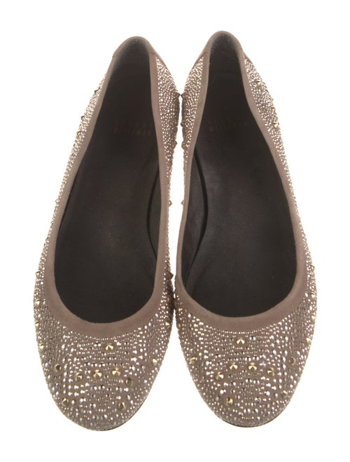 Stuart Weitzman Suede Crystal Embellishments Ballet Flats