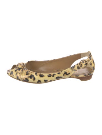 Stuart Weitzman Leather Animal Print Ballet Flats