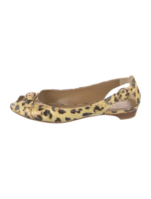 Stuart Weitzman Leather Animal Print Ballet Flats