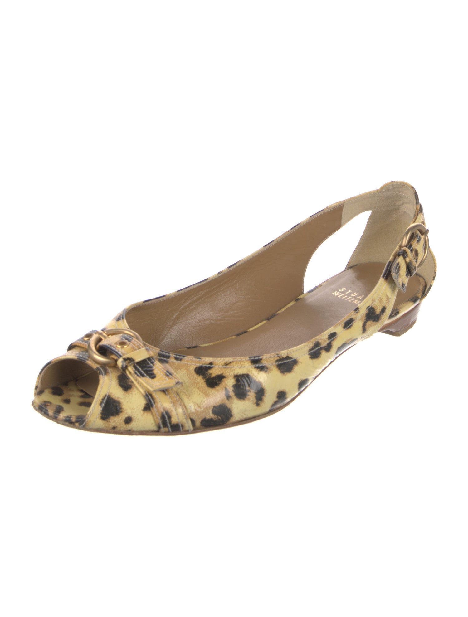 Stuart Weitzman Leather Animal Print Ballet Flats