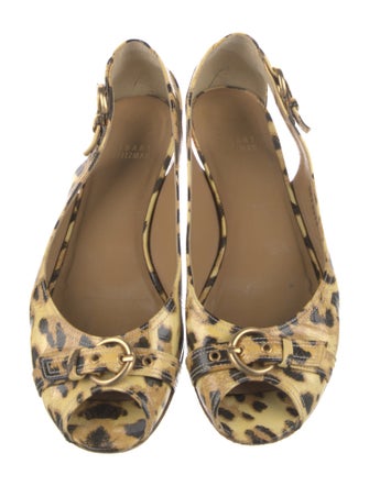 Stuart Weitzman Leather Animal Print Ballet Flats