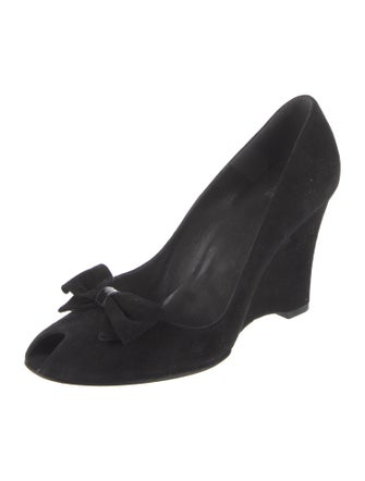 Stuart Weitzman Suede Bow Accents Pumps