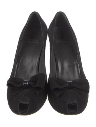 Stuart Weitzman Suede Bow Accents Pumps