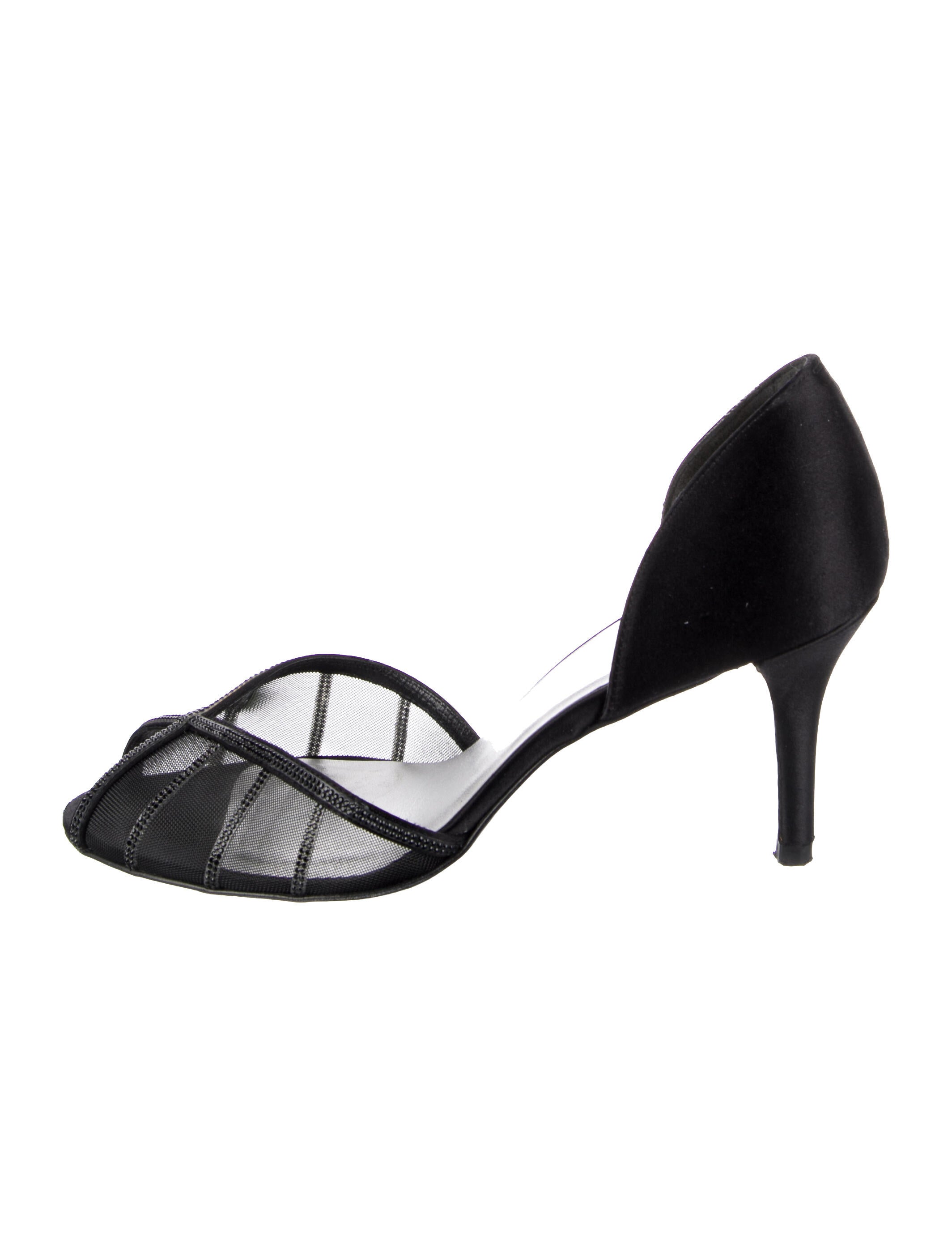 Stuart Weitzman Satin Mesh Accents D'Orsay Pumps