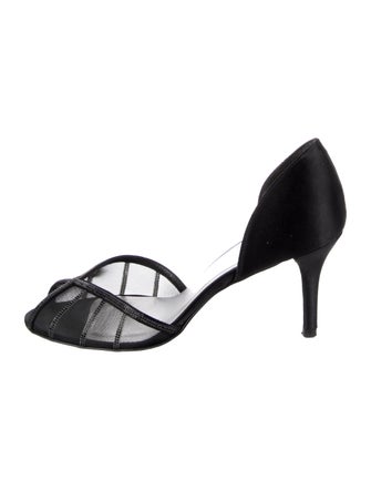 Stuart Weitzman Satin Mesh Accents D'Orsay Pumps