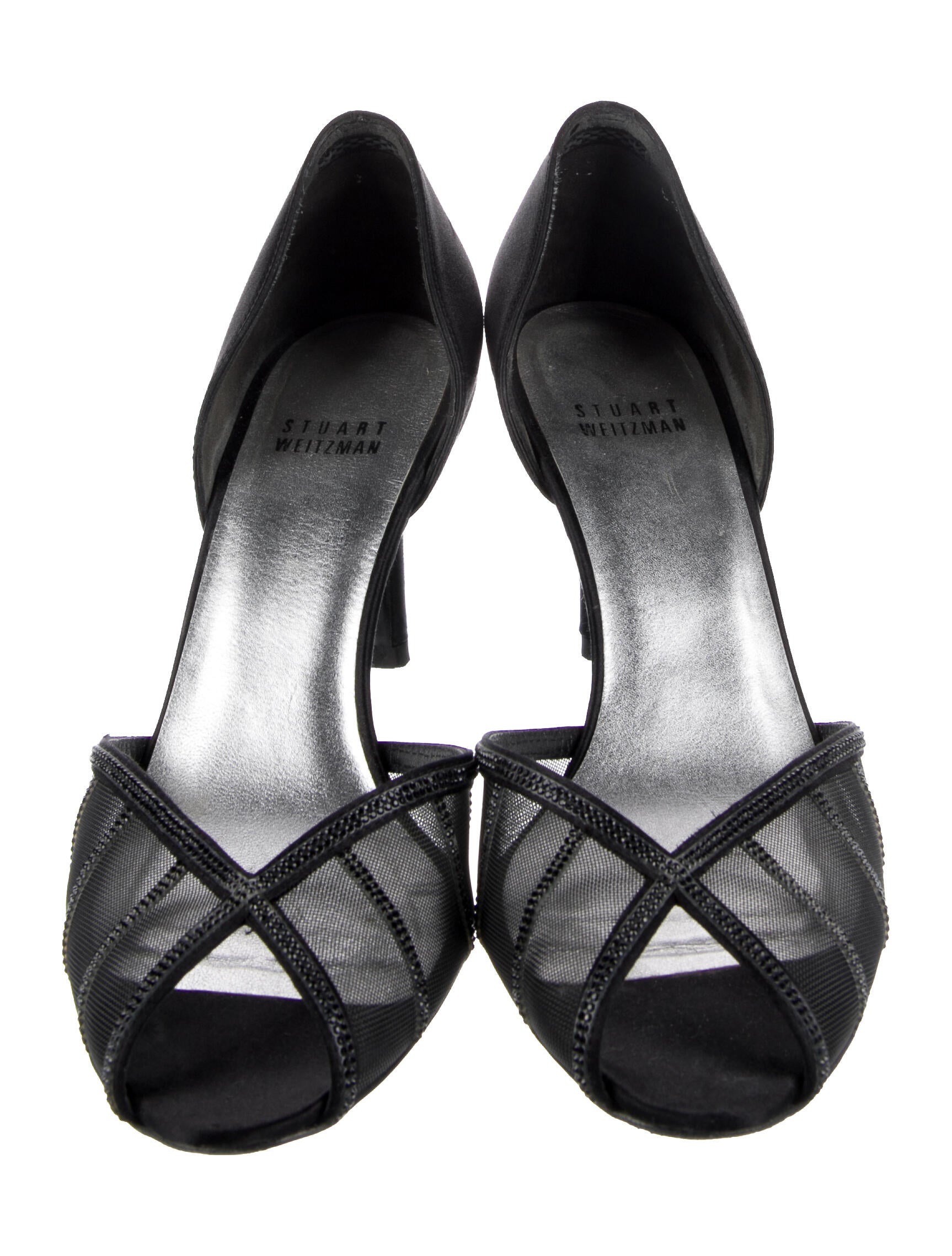 Stuart Weitzman Satin Mesh Accents D'Orsay Pumps