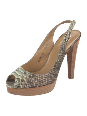 Stuart Weitzman Snakeskin Animal Print Slingback Pumps