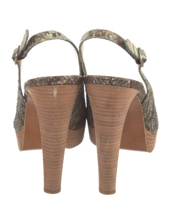 Stuart Weitzman Snakeskin Animal Print Slingback Pumps