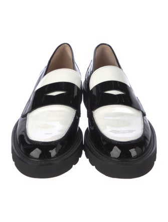 Stuart Weitzman Patent Leather Tassel Accents Loafers