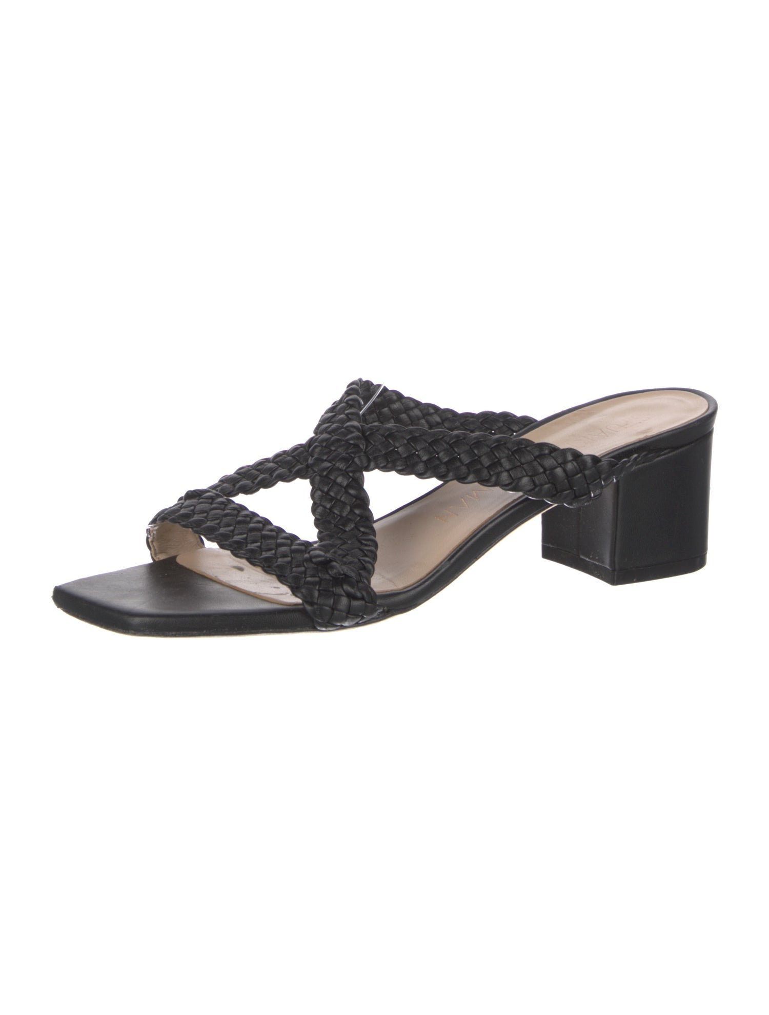Stuart Weitzman Leather Braided Accents Slides