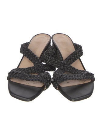 Stuart Weitzman Leather Braided Accents Slides