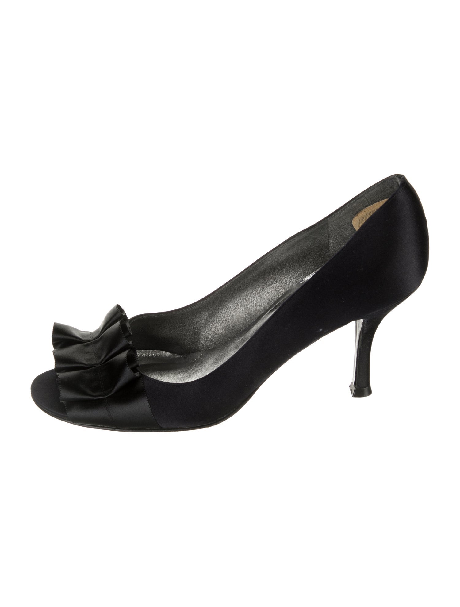 Stuart Weitzman Satin Ruffle Embellishment Pumps