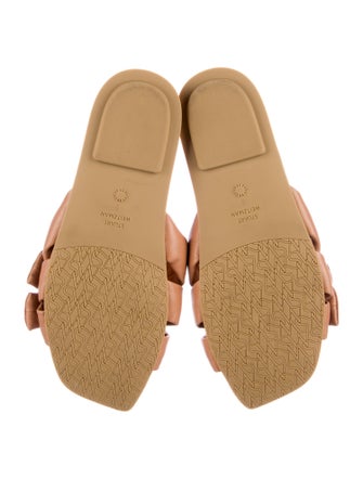 Stuart Weitzman Leather Bow Accents Slides
