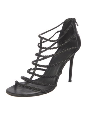 Stuart Weitzman Leather Braided Accents Gladiator Sandals
