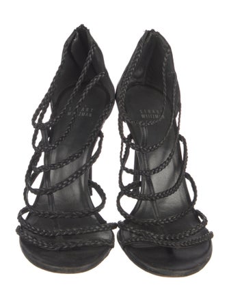 Stuart Weitzman Leather Braided Accents Gladiator Sandals