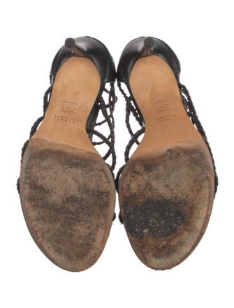 Stuart Weitzman Leather Braided Accents Gladiator Sandals