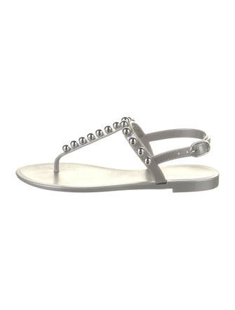 Stuart Weitzman Rubber Beaded Accents T-Strap Sandals