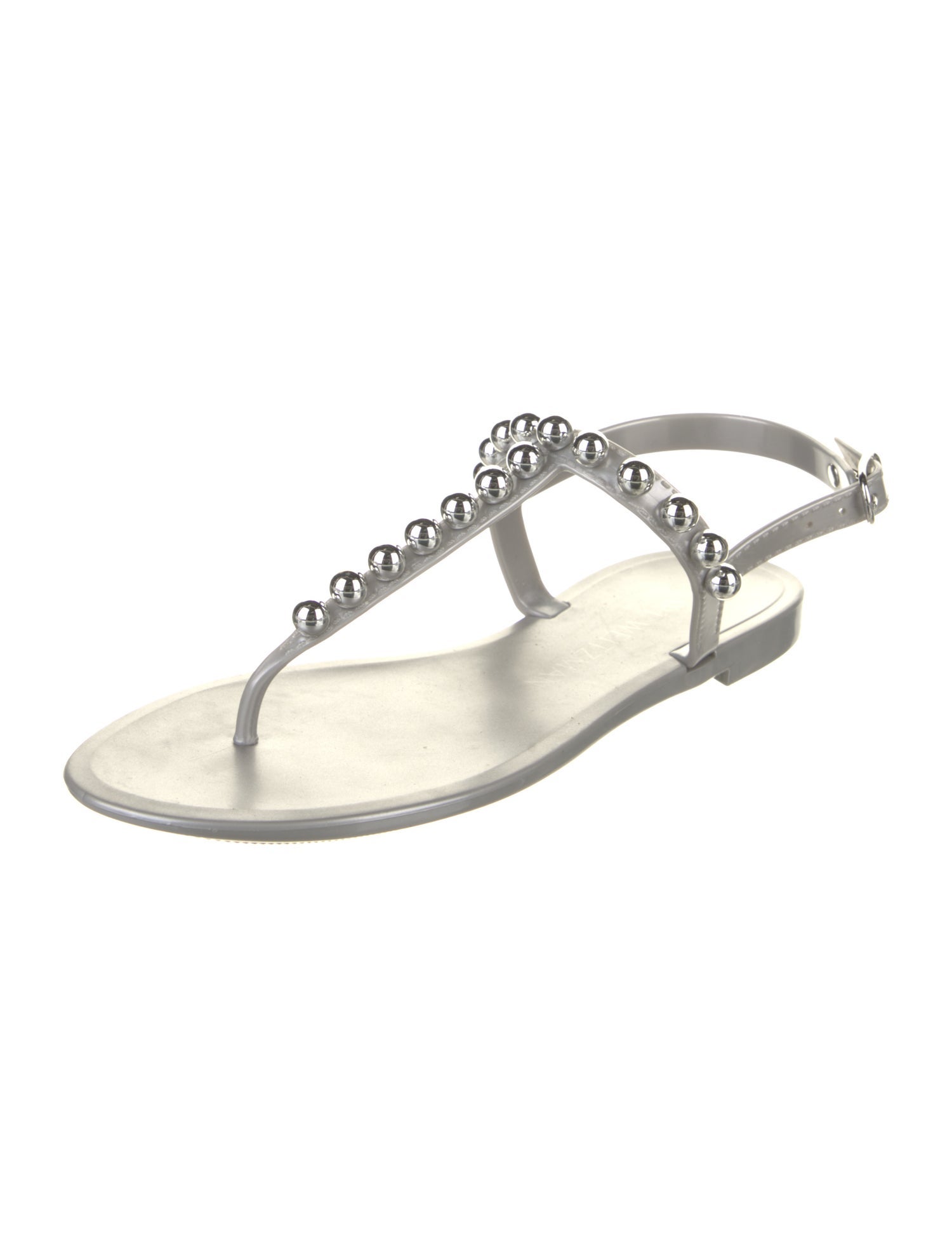 Stuart Weitzman Rubber Beaded Accents T-Strap Sandals