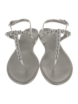 Stuart Weitzman Rubber Beaded Accents T-Strap Sandals