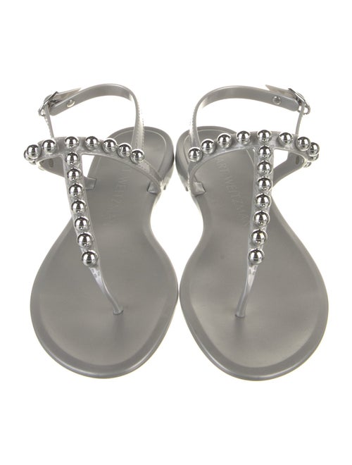 Stuart Weitzman Rubber Beaded Accents T-Strap Sandals