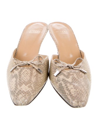 Stuart Weitzman Leather Animal Print Mules
