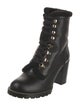 Stuart Weitzman Leather Chain-Link Accents Combat Boots