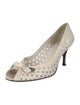 Stuart Weitzman Leather Cutout Accent Pumps