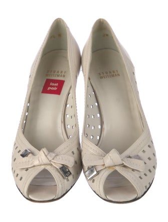 Stuart Weitzman Leather Cutout Accent Pumps
