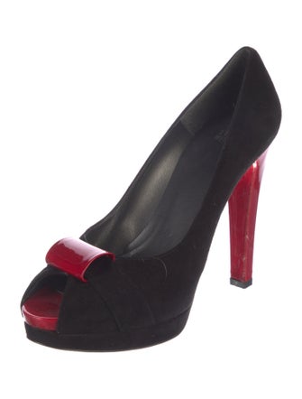 Stuart Weitzman Suede Bow Accents Pumps