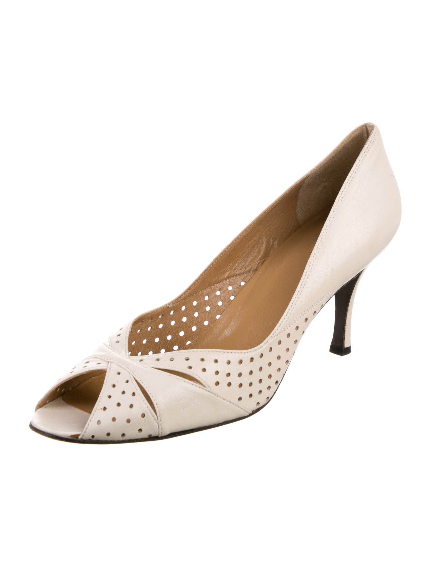 Stuart Weitzman Leather Lasercut Accents Pumps
