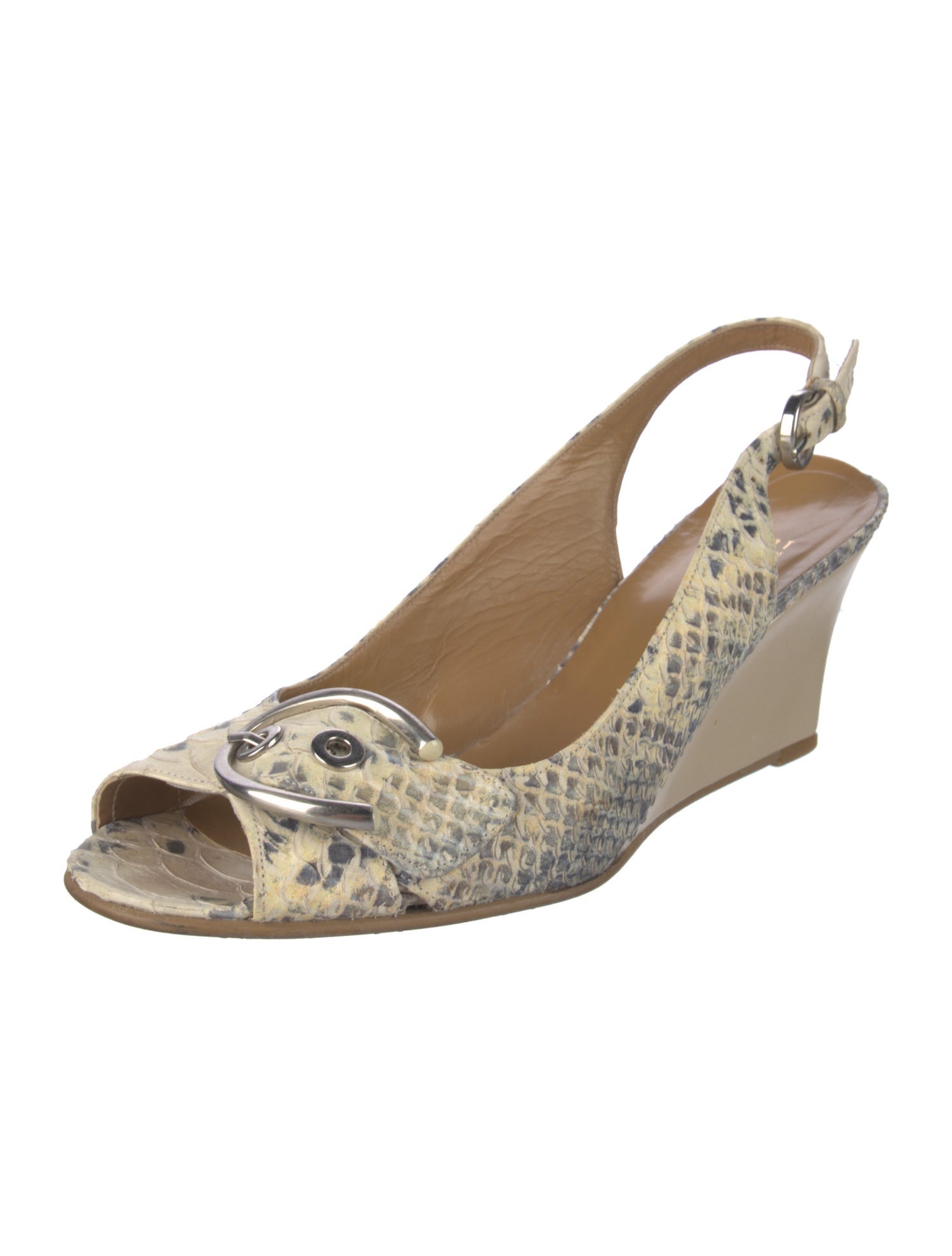 Stuart Weitzman Leather Animal Print Slingback Pumps
