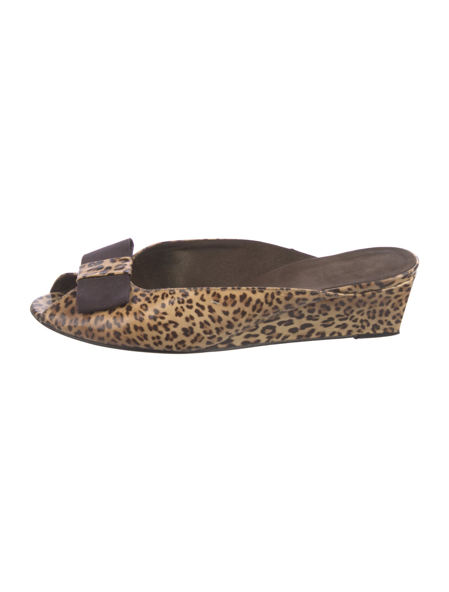 Stuart Weitzman Patent Leather Animal Print Mules