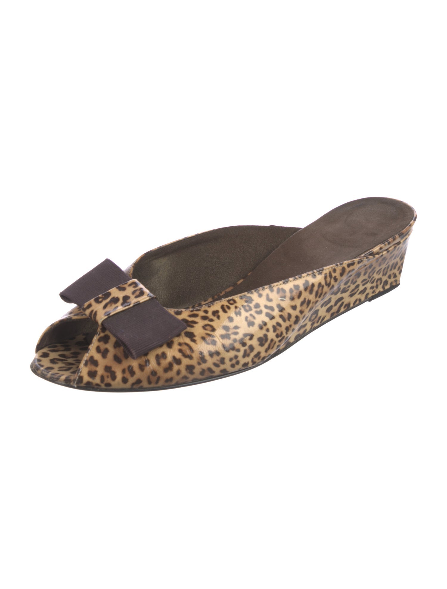 Stuart Weitzman Patent Leather Animal Print Mules
