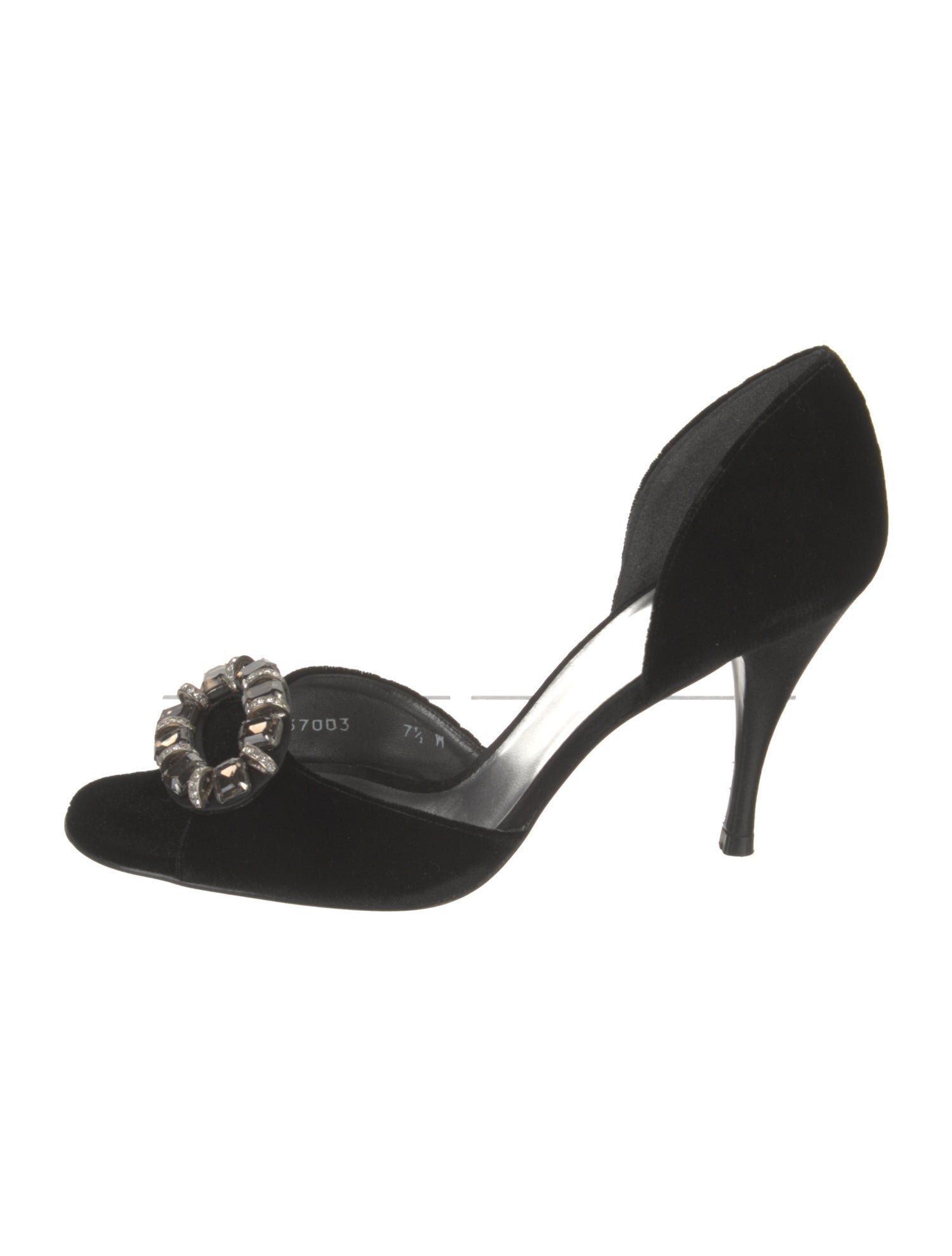 Stuart Weitzman Velvet Crystal Embellishments Sandals