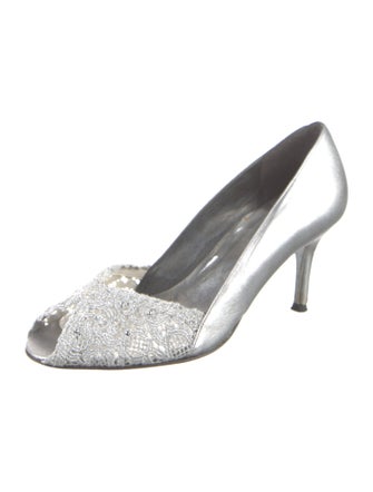 Stuart Weitzman Leather Crystal Embellishments Pumps