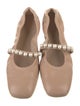 Stuart Weitzman Leather Beaded Accents Ballet Flats