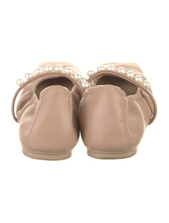 Stuart Weitzman Leather Beaded Accents Ballet Flats