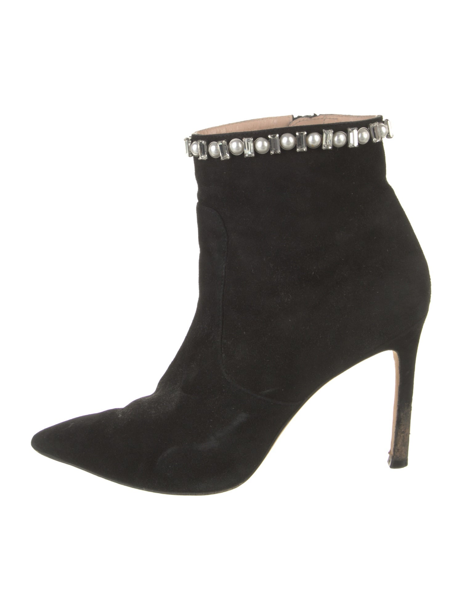 Stuart Weitzman Suede Crystal Embellishments Boots