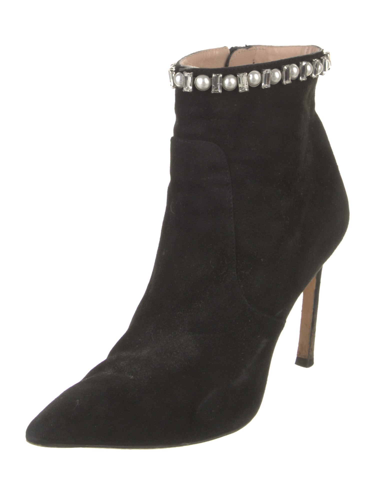 Stuart Weitzman Suede Crystal Embellishments Boots